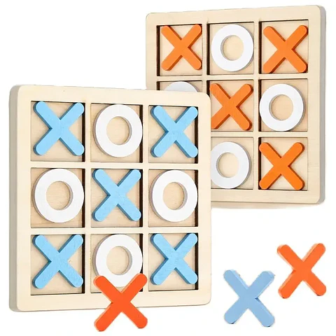 Wooden Tic Tac Toe Game Educational Strategy Board for Kids