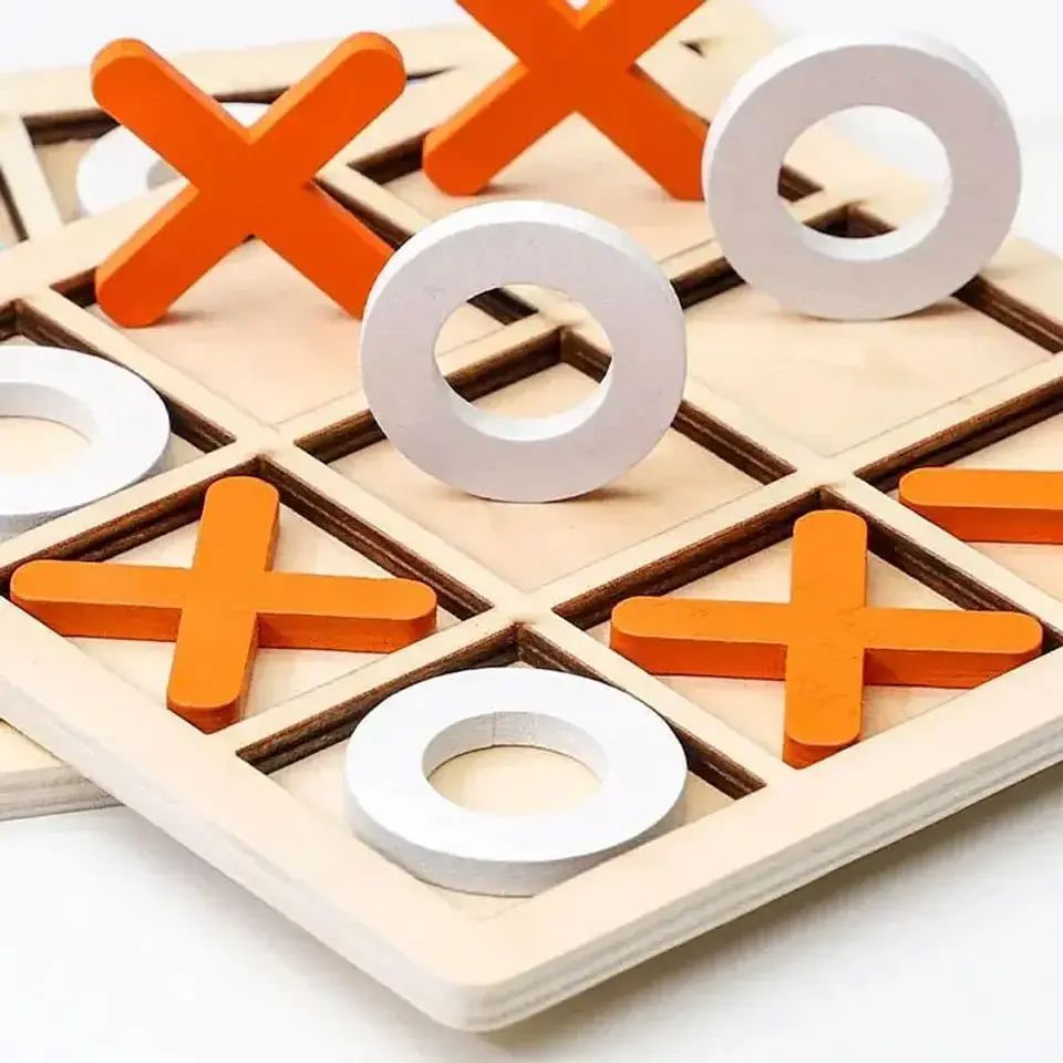 Wooden Tic Tac Toe Game Educational Strategy Board for Kids 3