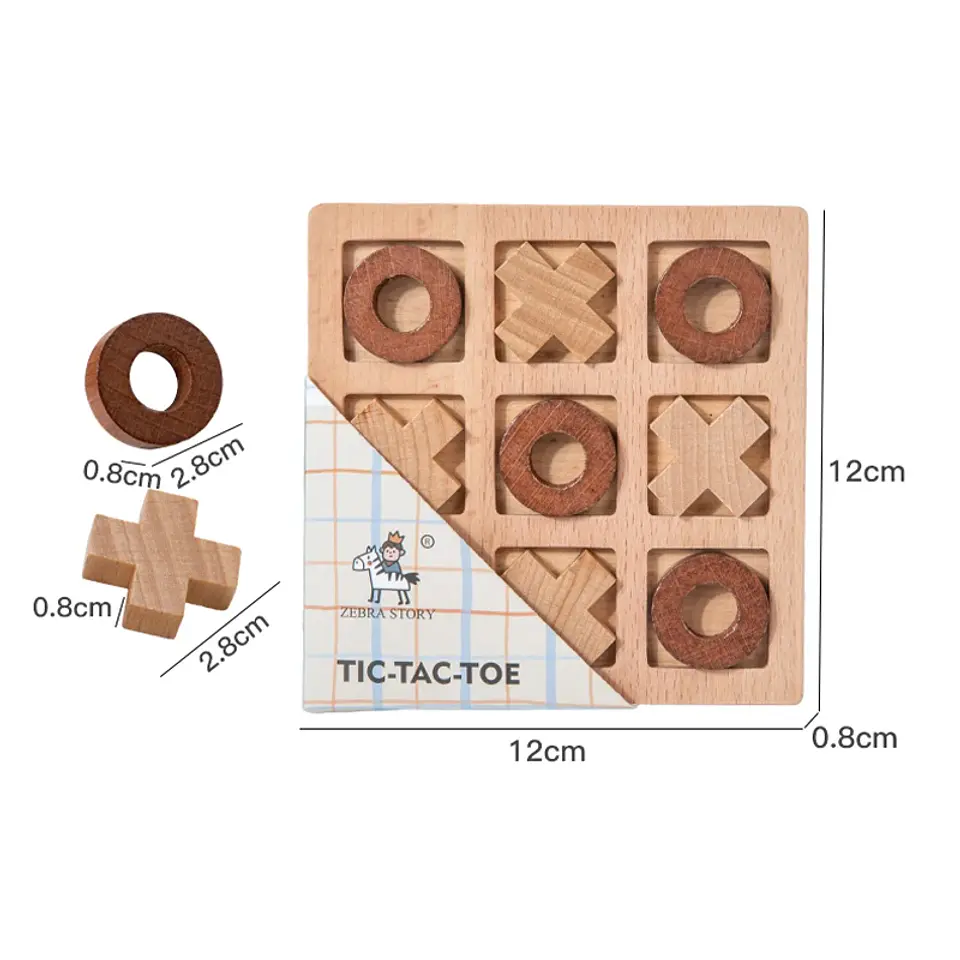 Wooden Tic Tac Toe Game Educational Strategy Board for Kids 6