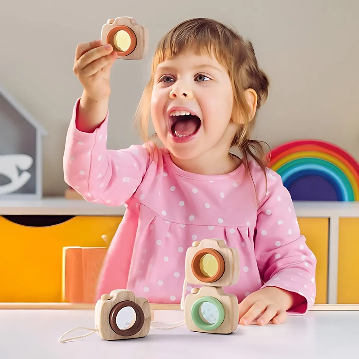 Wooden Toy Camera Montessori Pretend Play Toy for Toddlers 15