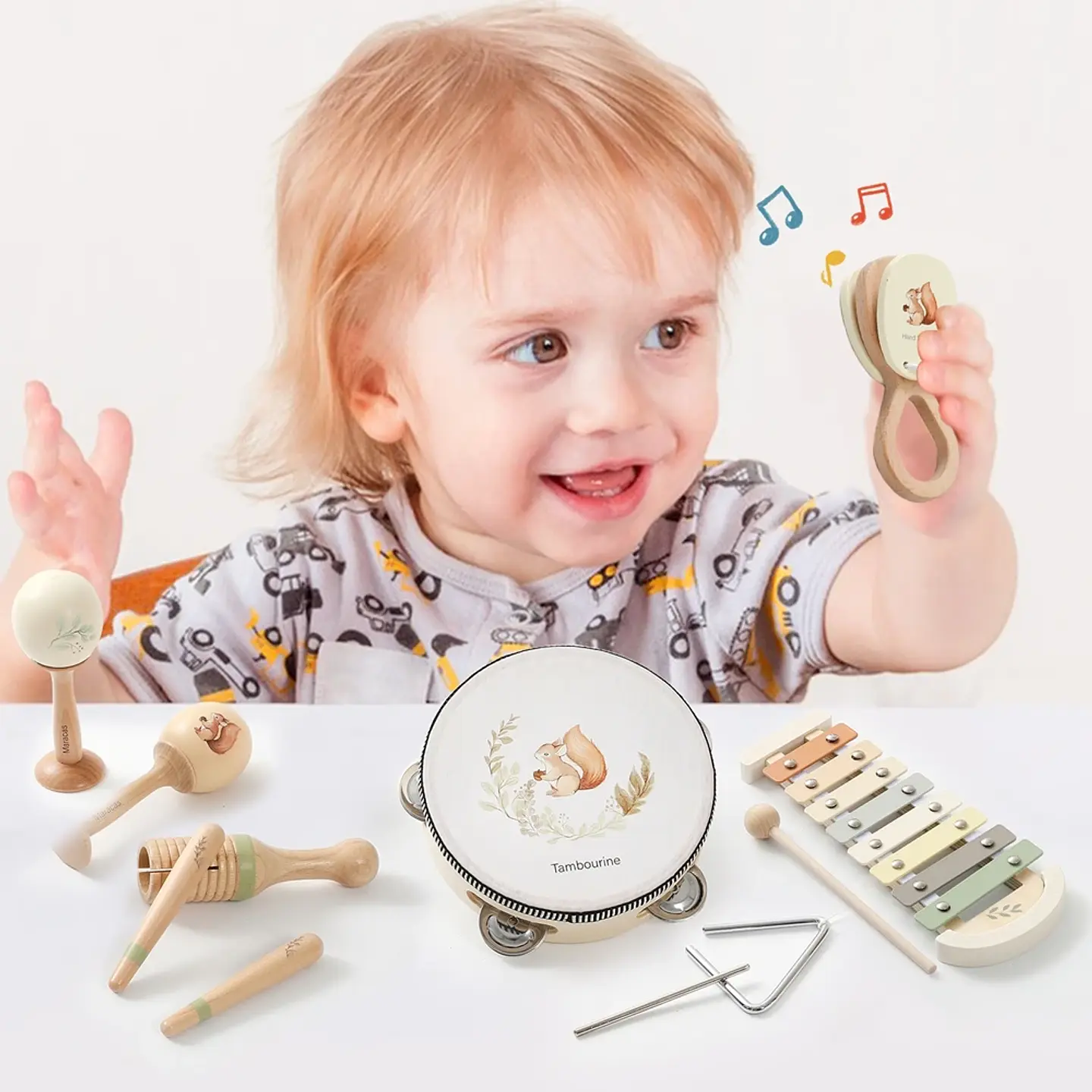 Wooden Baby Musical Instruments Set Early Learning Music Toy 4