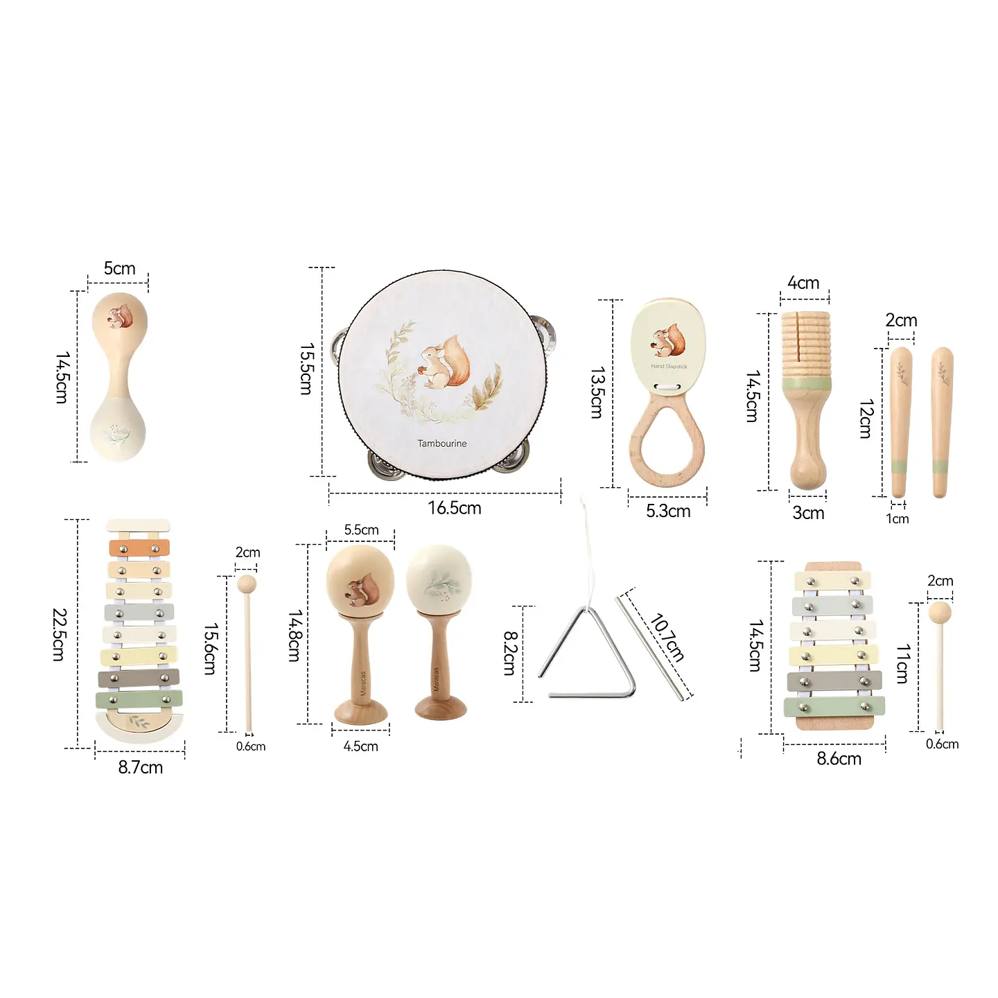 Wooden Baby Musical Instruments Set Early Learning Music Toy 20