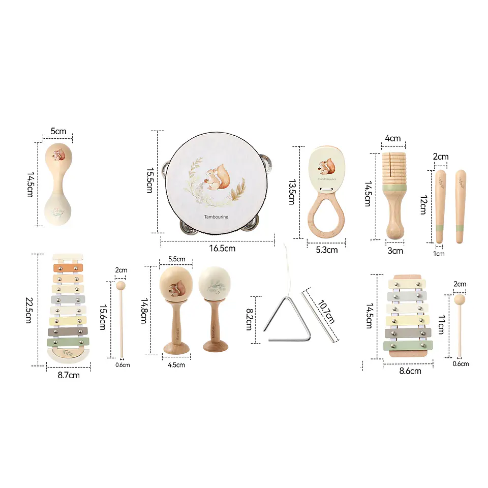 Wooden Baby Musical Instruments Set Early Learning Music Toy 20