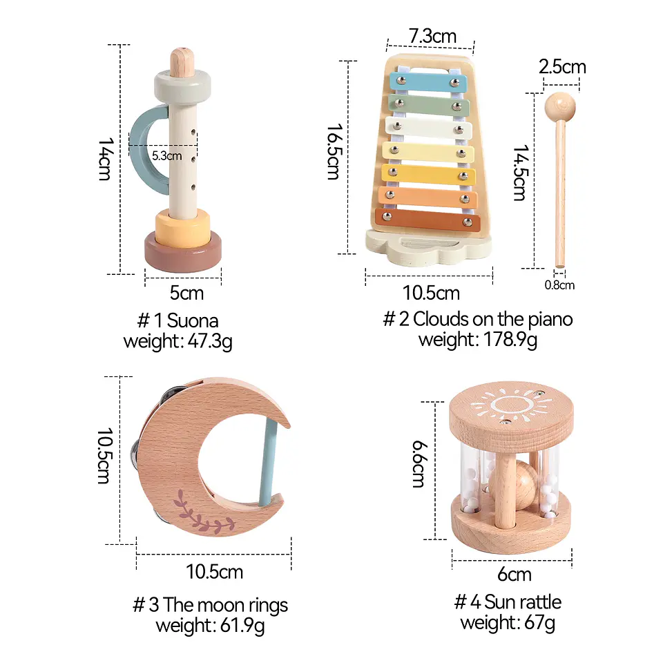 Wooden Baby Musical Instruments Set Early Learning Music Toy 21