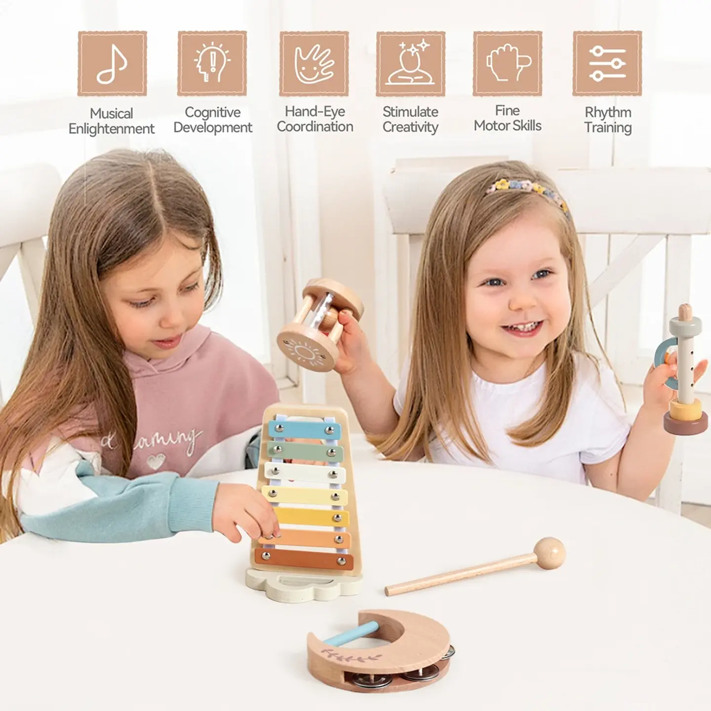 Wooden Baby Musical Instruments Set Early Learning Music Toy 24