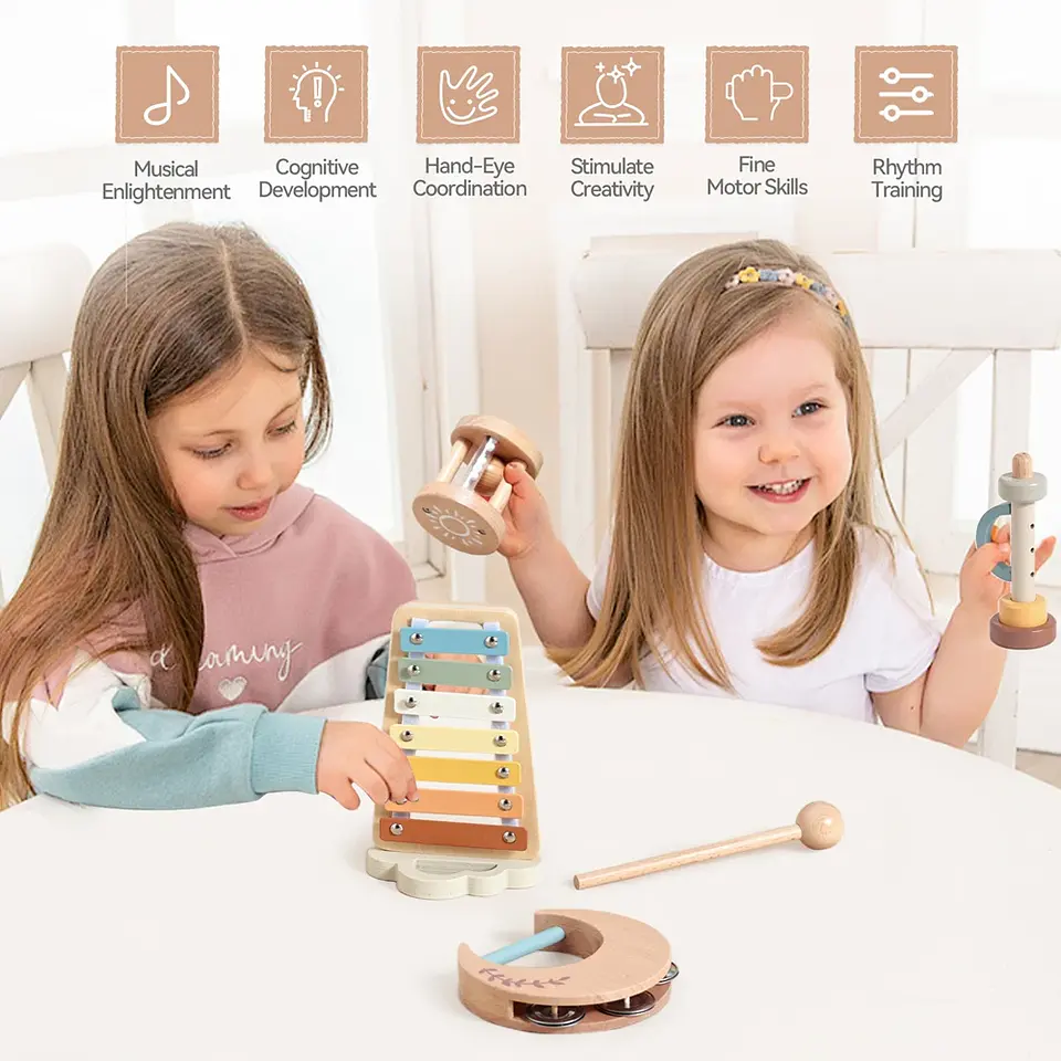 Wooden Baby Musical Instruments Set Early Learning Music Toy 24
