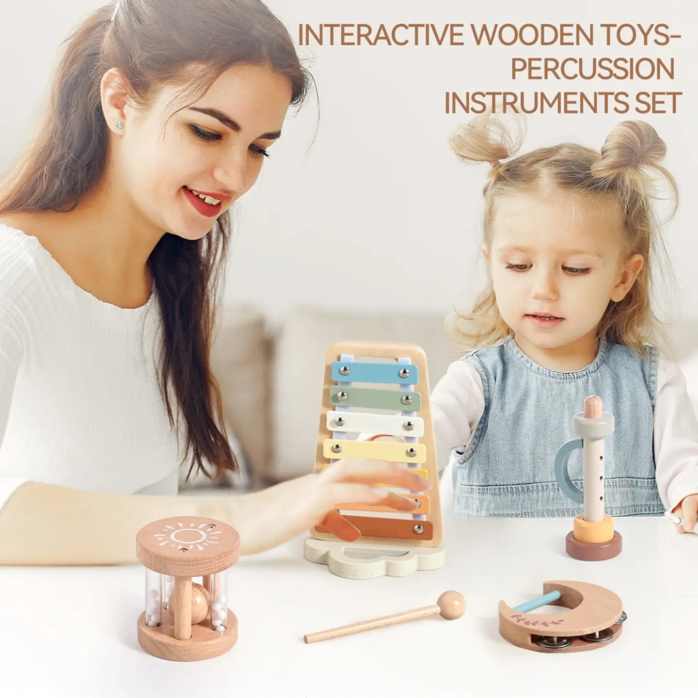 Wooden Baby Musical Instruments Set Early Learning Music Toy 25