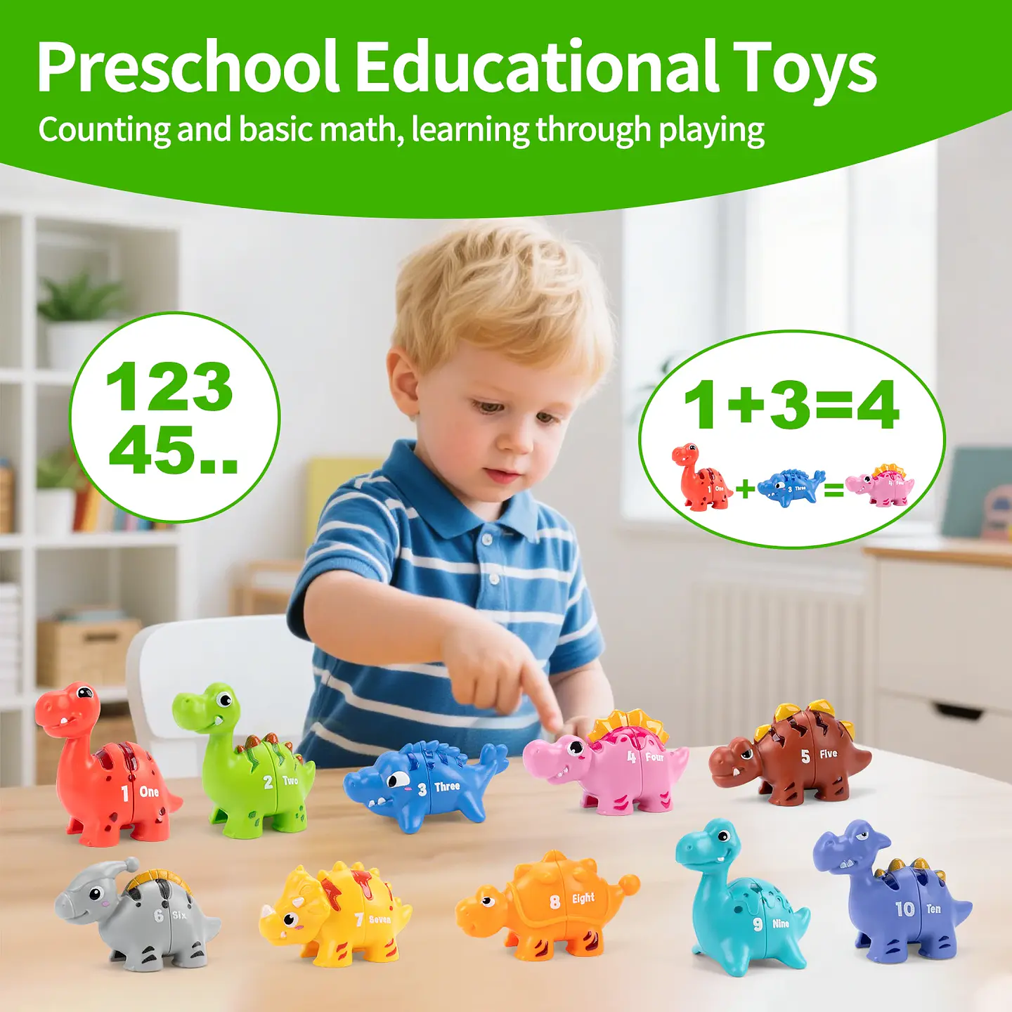 Dinosaur Number Matching Game Educational Learning Toy for Kids 4