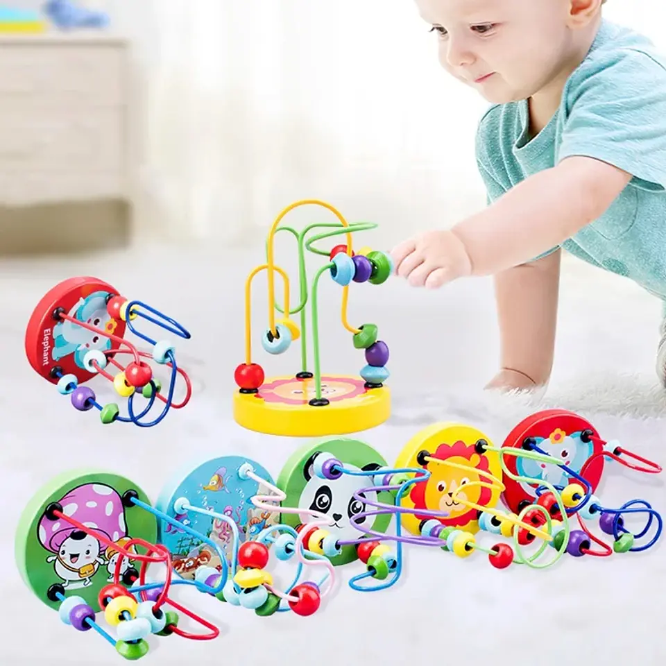 Wooden Bead Maze Abacus Montessori Learning Toy for Toddlers 1
