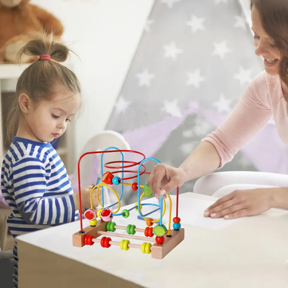 Wooden Bead Maze Abacus Montessori Learning Toy for Toddlers 3