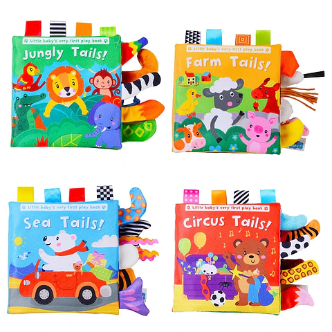 Baby Cloth Book with Animal Tails Sensory Learning Toy for Infants