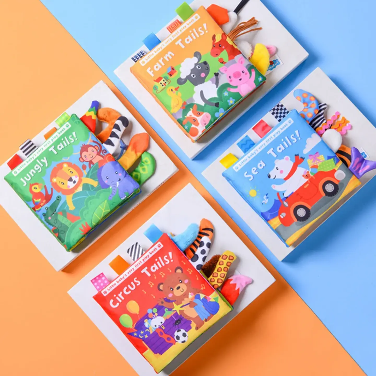 Baby Cloth Book with Animal Tails Sensory Learning Toy for Infants 4