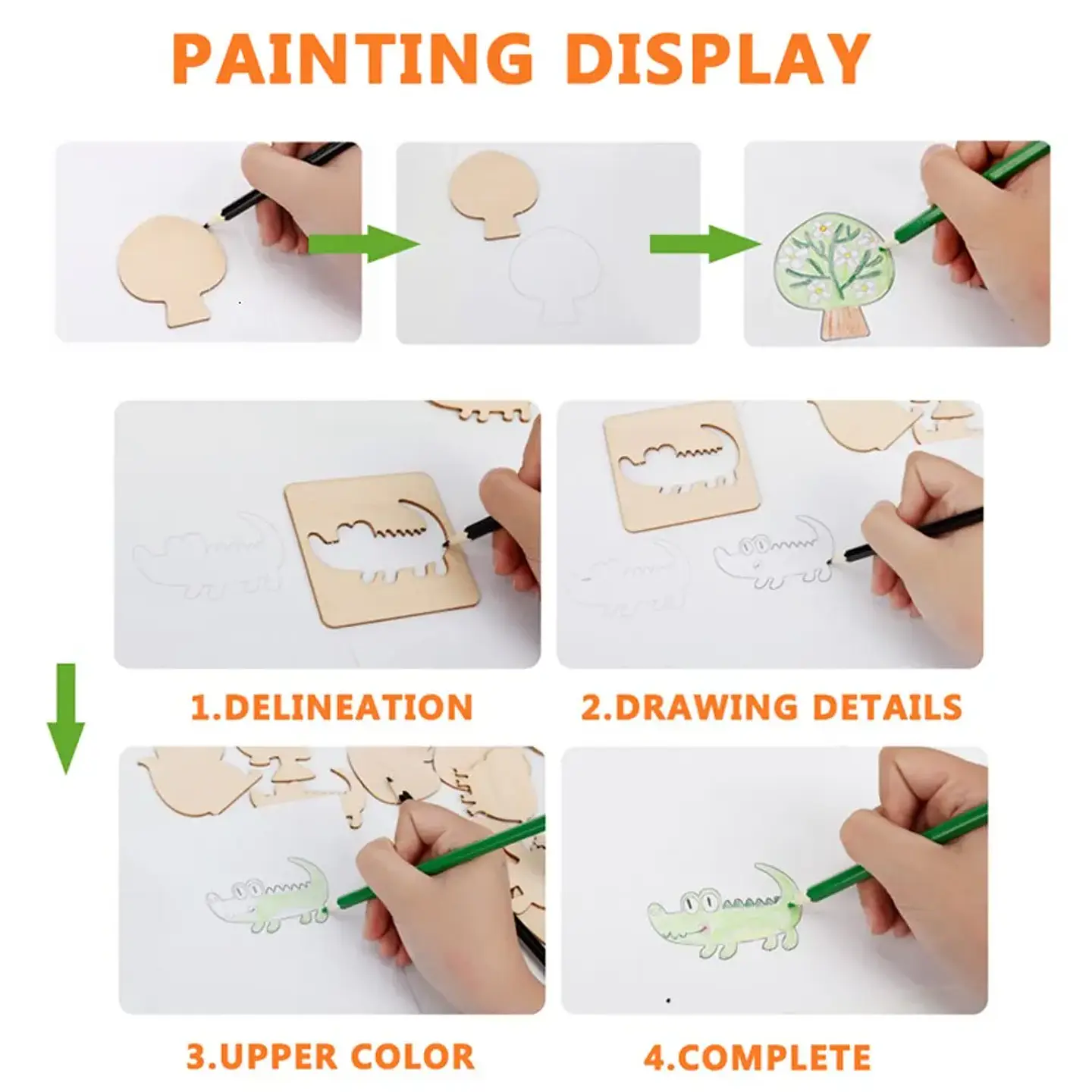 Wooden Drawing Stencils Set 20PCS Educational Art Templates for Kids 5