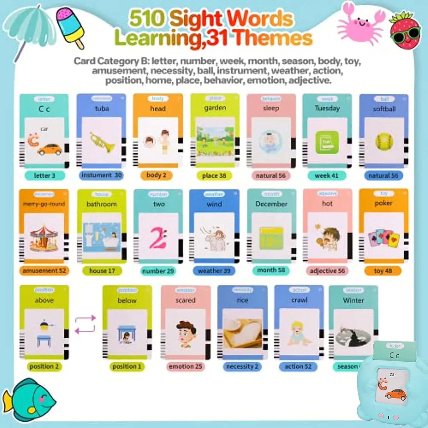 Talking Flash Cards for Kids – Electronic English Learning Toy 7