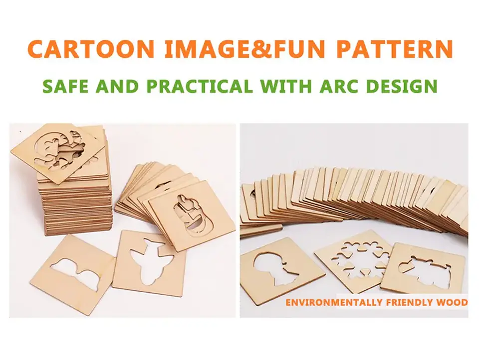 Wooden Drawing Stencils Set 20PCS Educational Art Templates for Kids 11