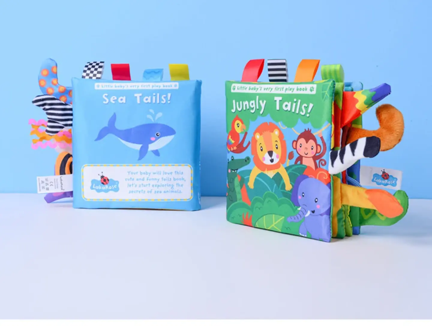 Baby Cloth Book with Animal Tails Sensory Learning Toy for Infants 20