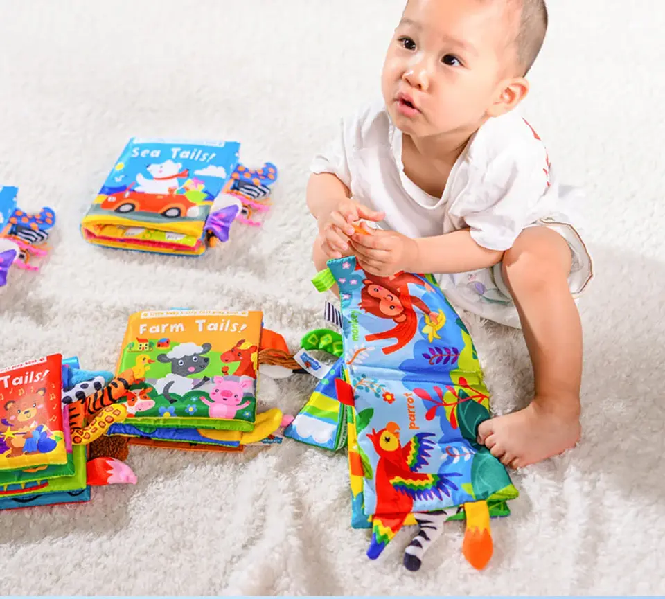 Baby Cloth Book with Animal Tails Sensory Learning Toy for Infants 22