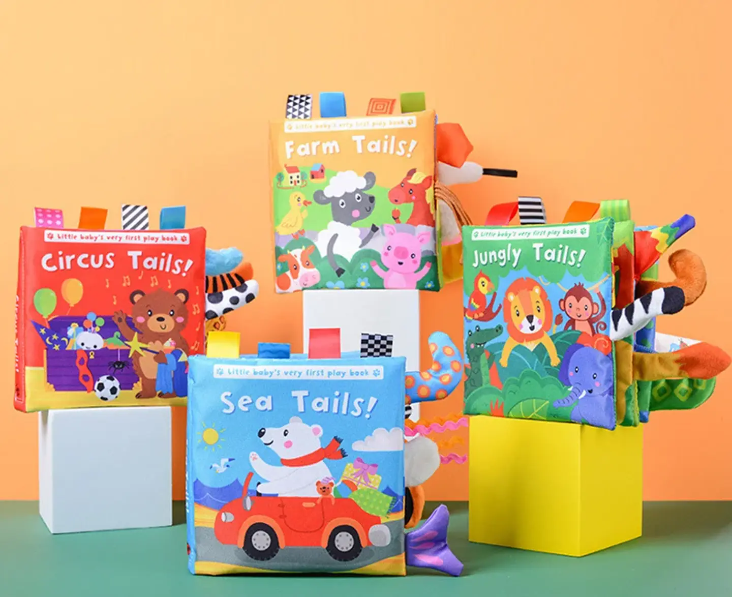 Baby Cloth Book with Animal Tails Sensory Learning Toy for Infants 25