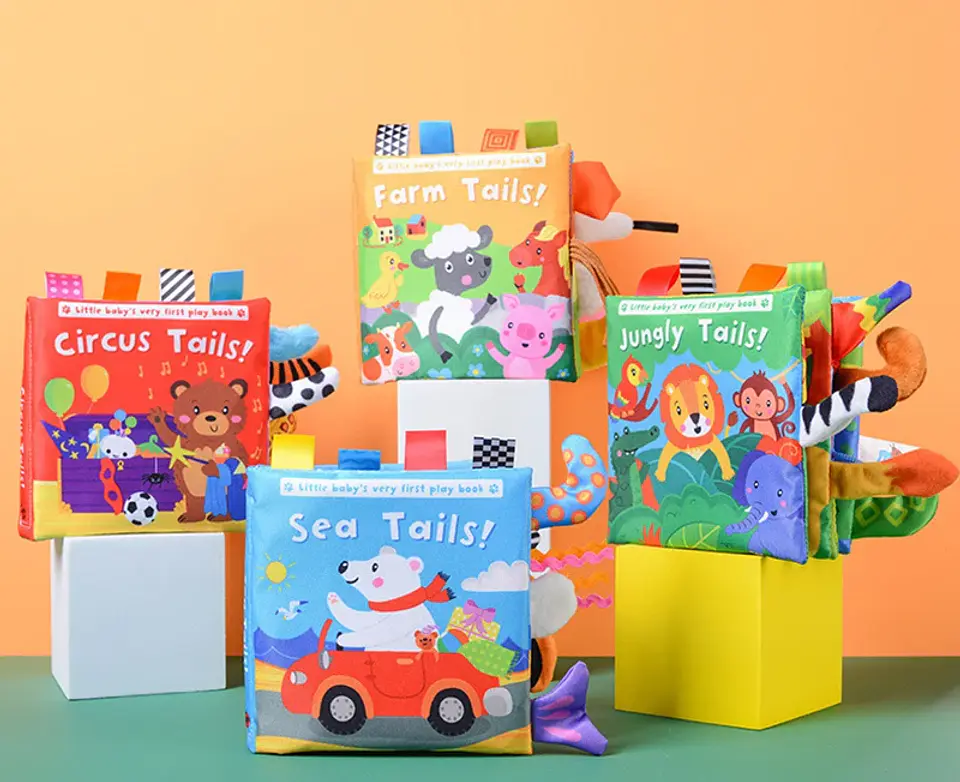 Baby Cloth Book with Animal Tails Sensory Learning Toy for Infants 25
