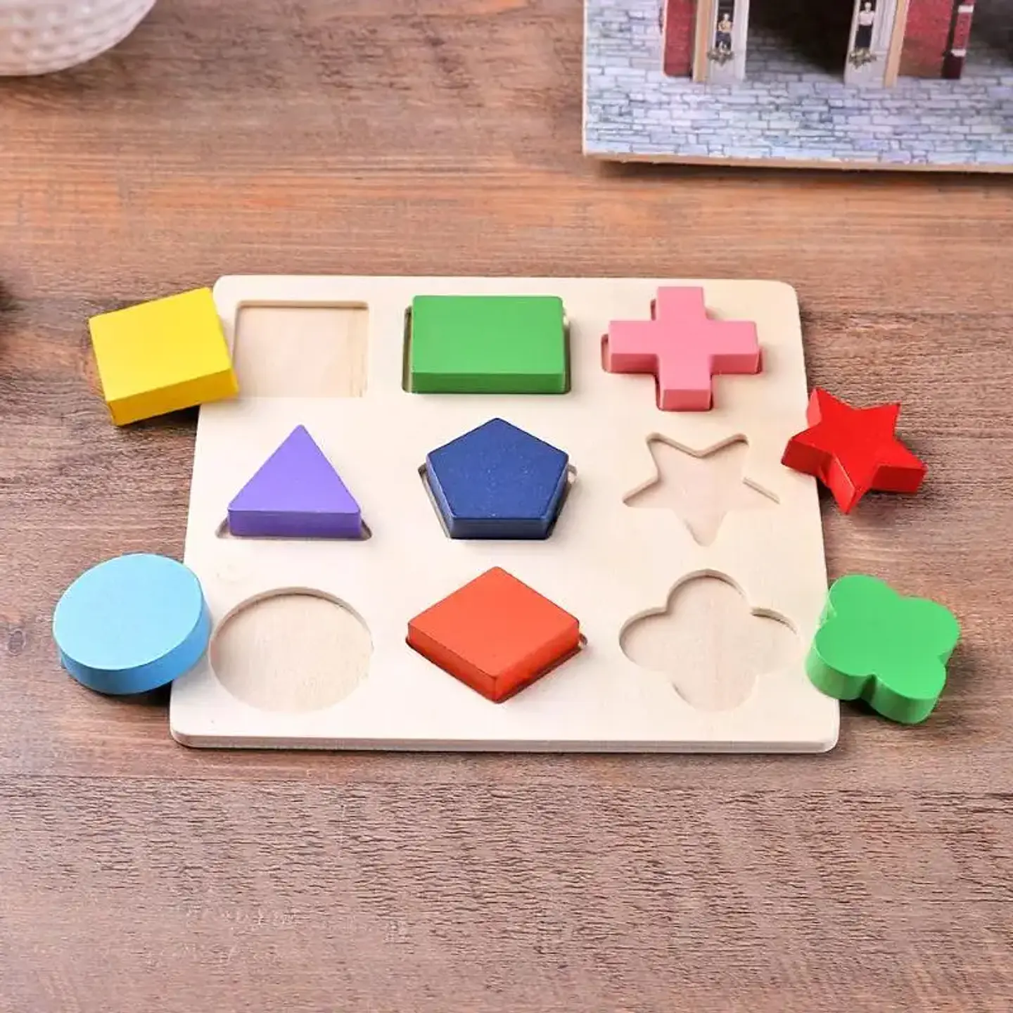 Wooden Geometric Puzzle Montessori Shape Learning Toy for Kids 5