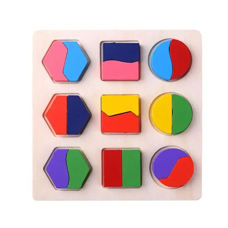 Wooden Geometric Puzzle Montessori Shape Learning Toy for Kids 8