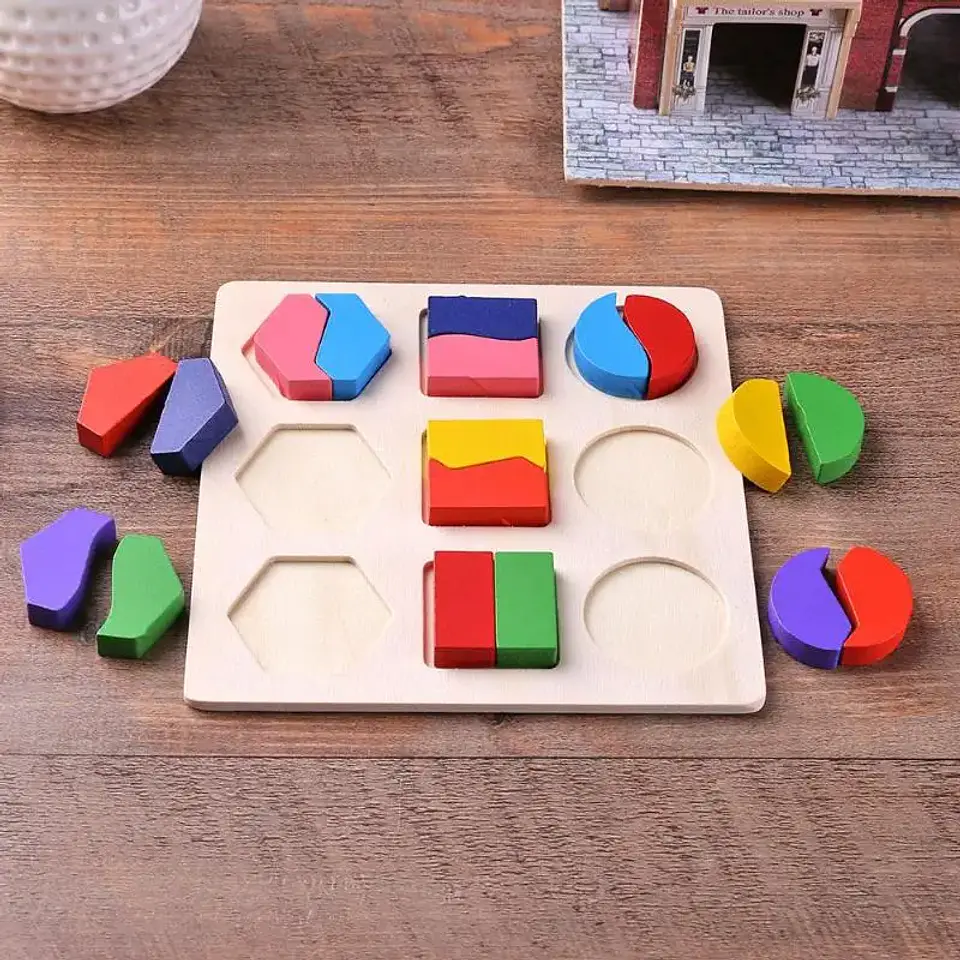 Wooden Geometric Puzzle Montessori Shape Learning Toy for Kids 11