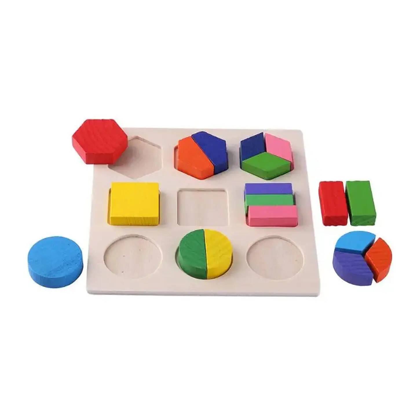 Wooden Geometric Puzzle Montessori Shape Learning Toy for Kids 13