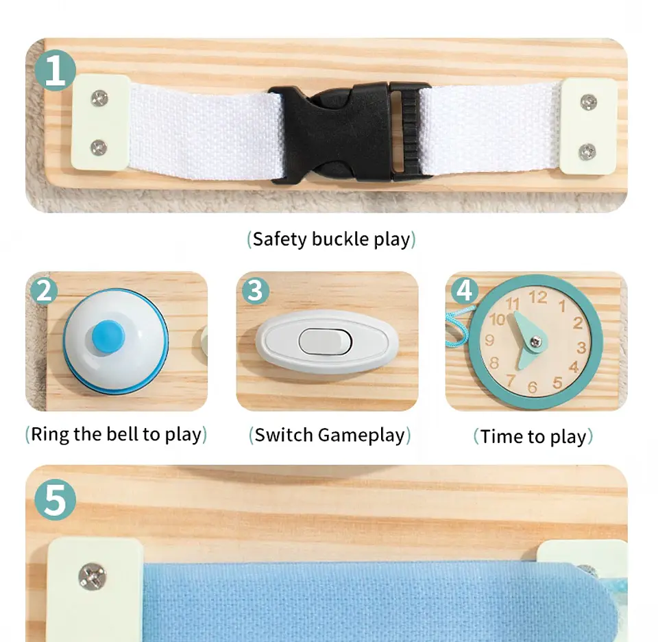 Wooden Montessori Busy Board 9 in 1 Sensory Activity Board for Toddlers 12