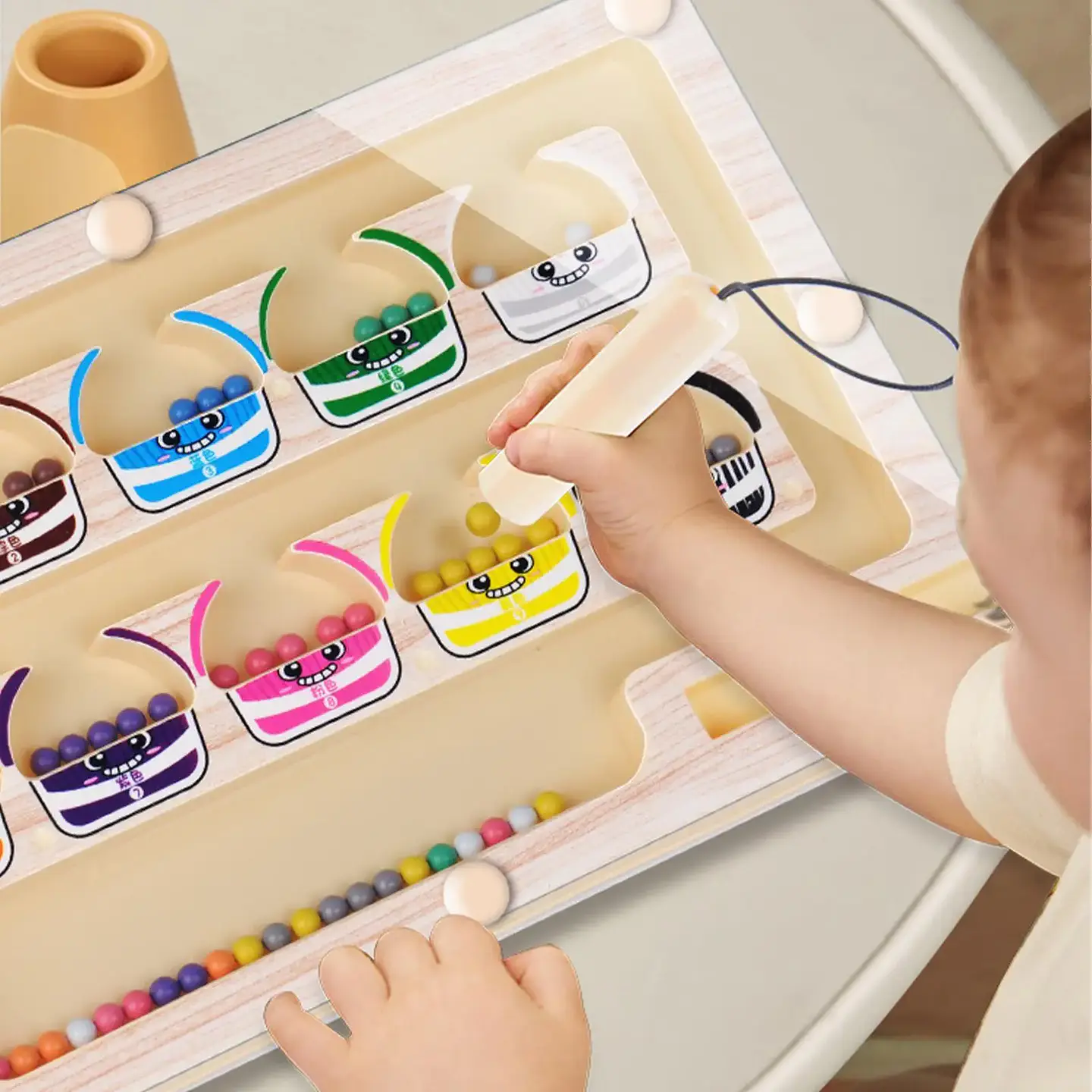 Magnetic Color and Number Maze  Montessori Fine Motor Learning Board 1