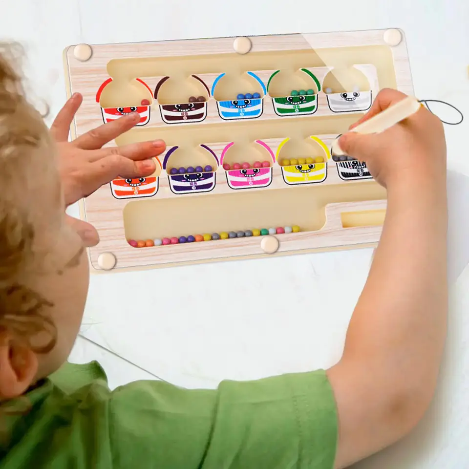 Magnetic Color and Number Maze  Montessori Fine Motor Learning Board 2