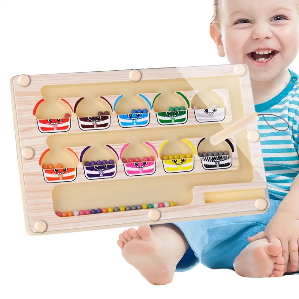 Magnetic Color and Number Maze  Montessori Fine Motor Learning Board 10