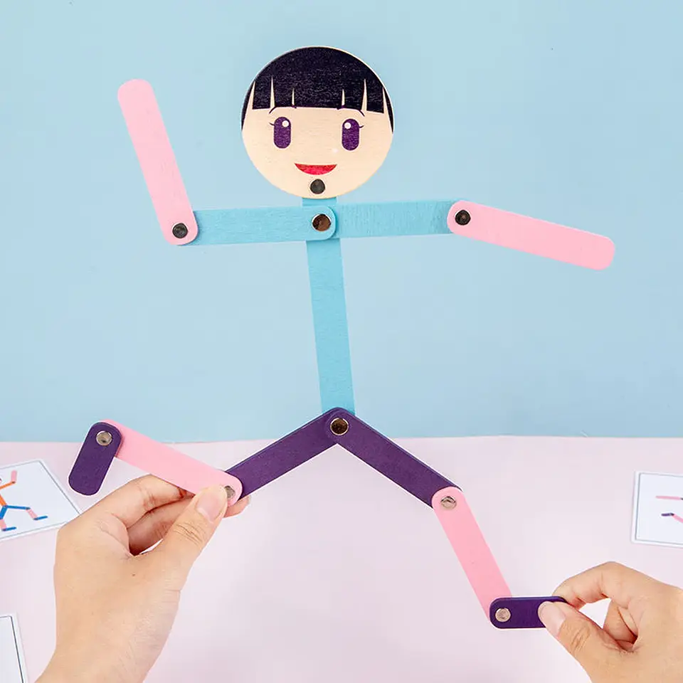 DIY Stick Figure Puzzle Board Montessori Fine Motor Learning Game 17
