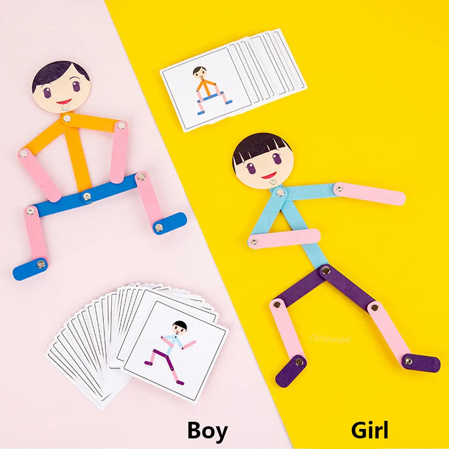 DIY Stick Figure Puzzle Board Montessori Fine Motor Learning Game 20