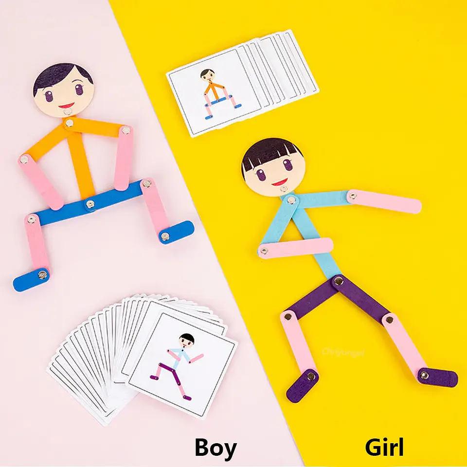 DIY Stick Figure Puzzle Board Montessori Fine Motor Learning Game 20