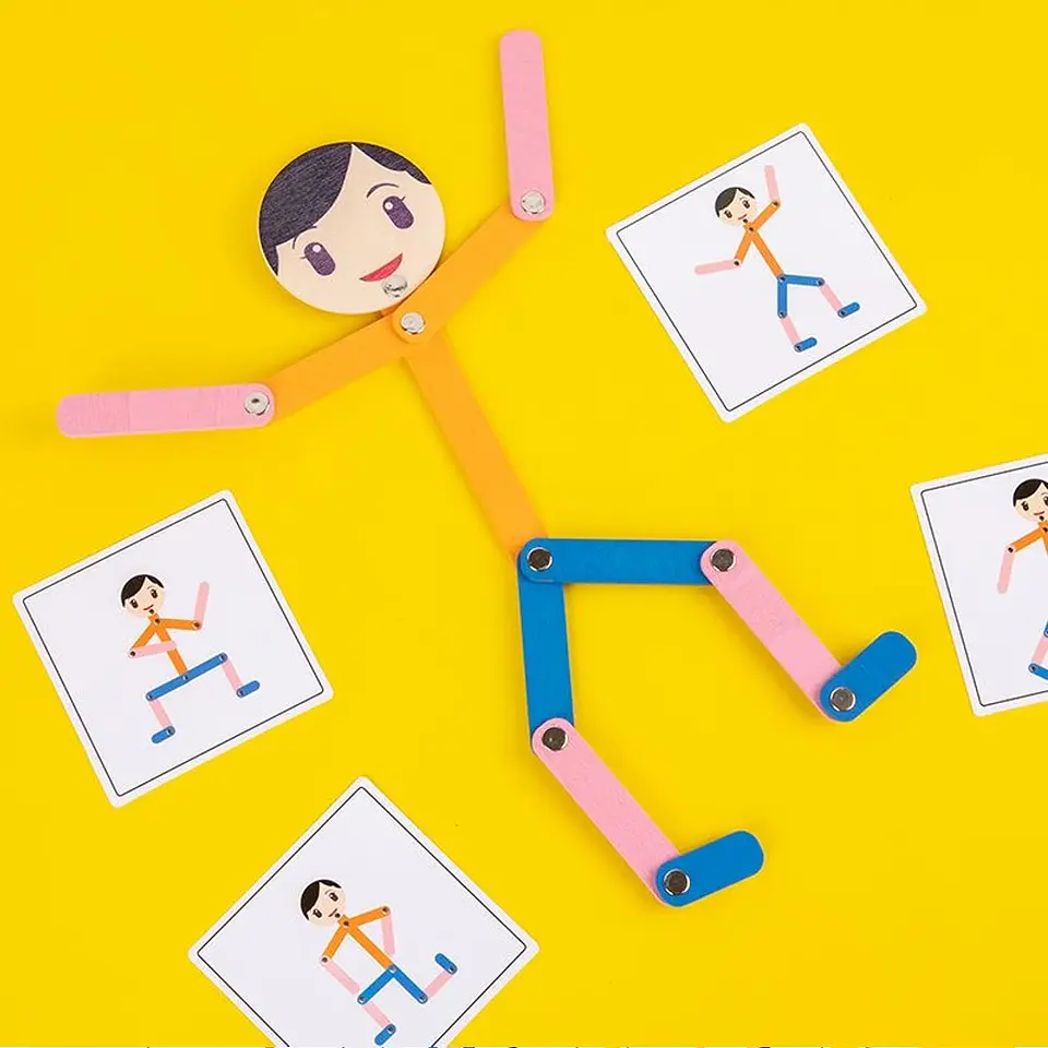 DIY Stick Figure Puzzle Board Montessori Fine Motor Learning Game 21