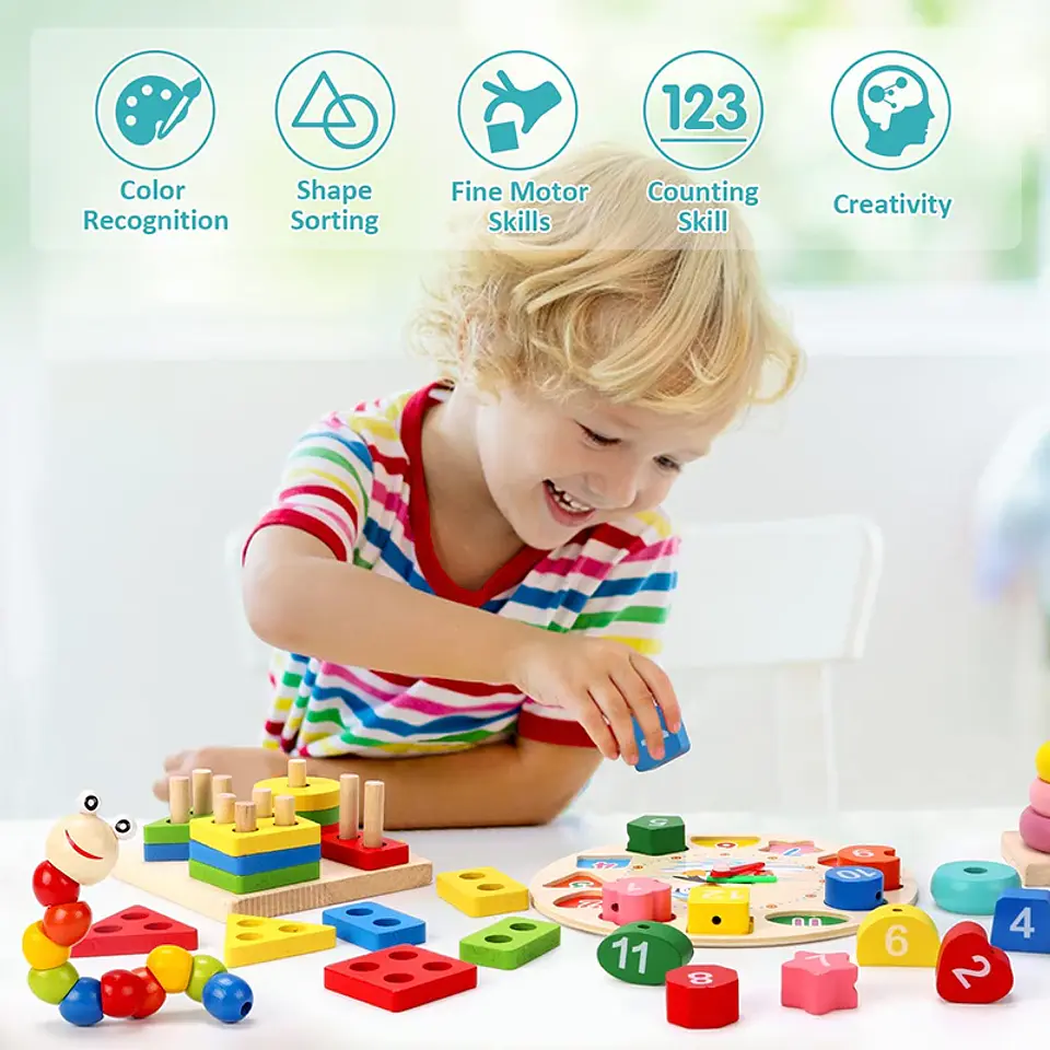 3D Wooden Puzzle for Kids Montessori Early Learning Educational Toy 27