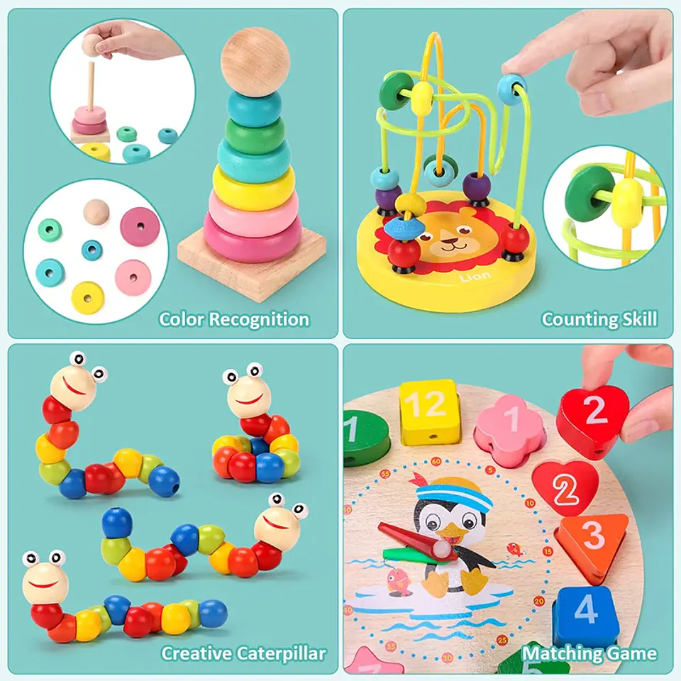 3D Wooden Puzzle for Kids Montessori Early Learning Educational Toy 30