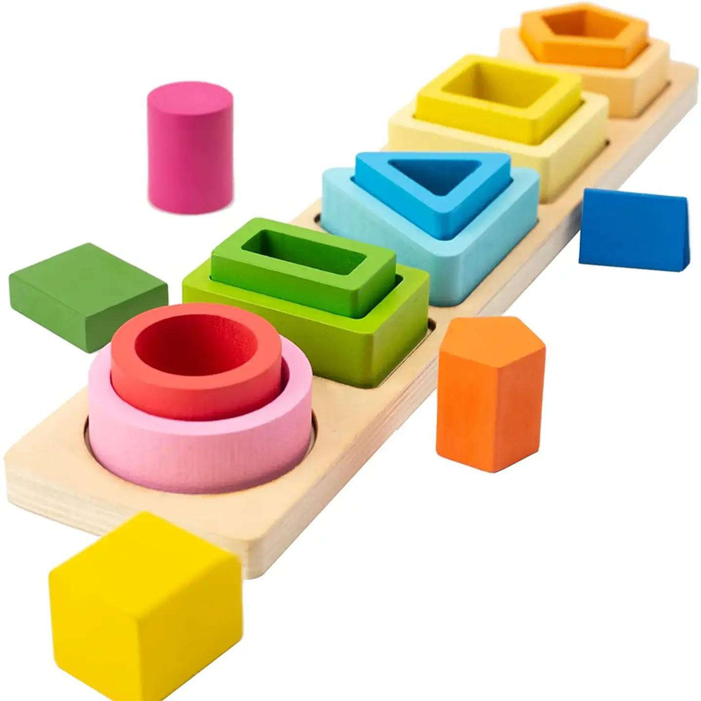 Wooden Color Sorting Toy Montessori Shape Stacking Learning Set 11