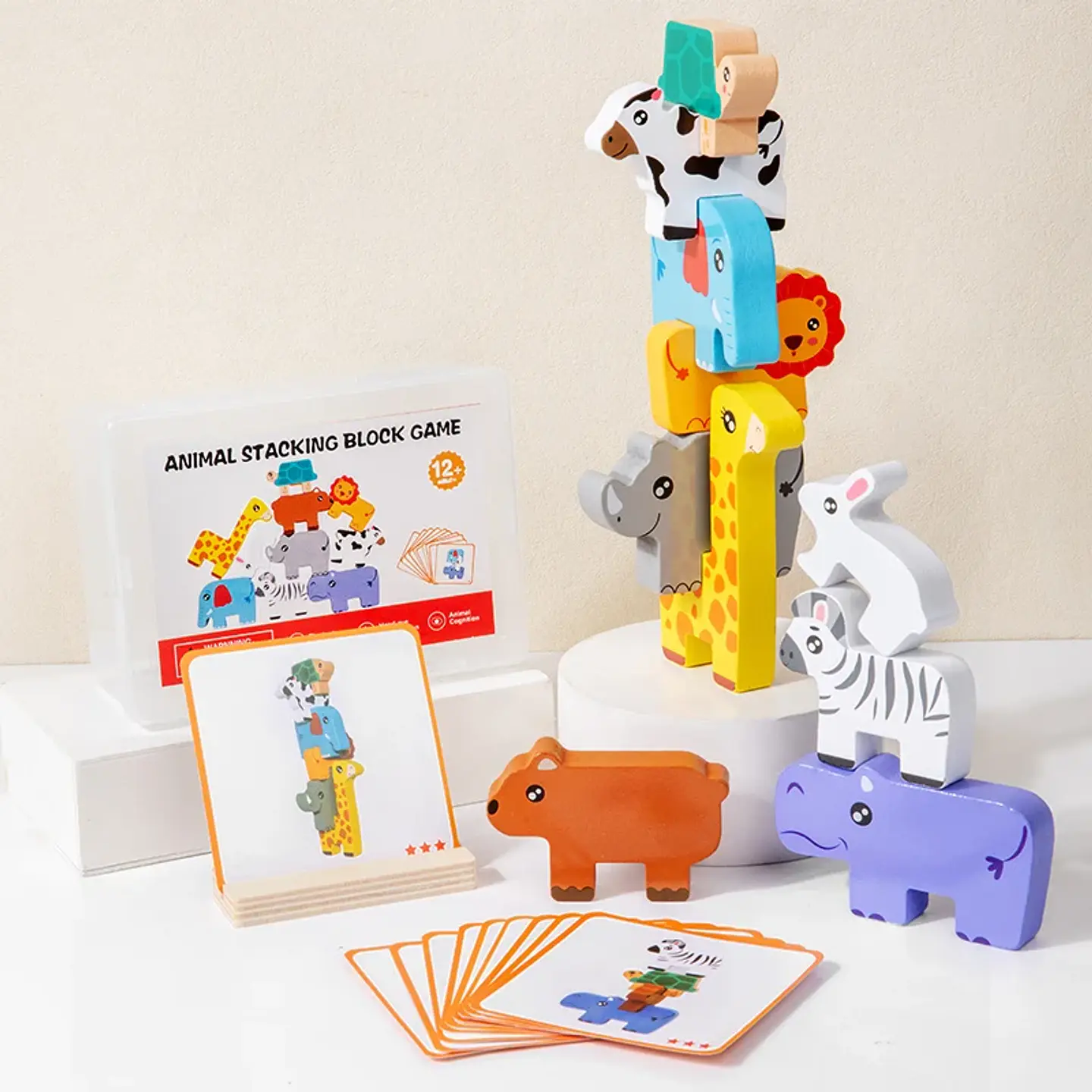 Animal Stacking Balance Toy  Montessori Wooden Shape Matching Game 3