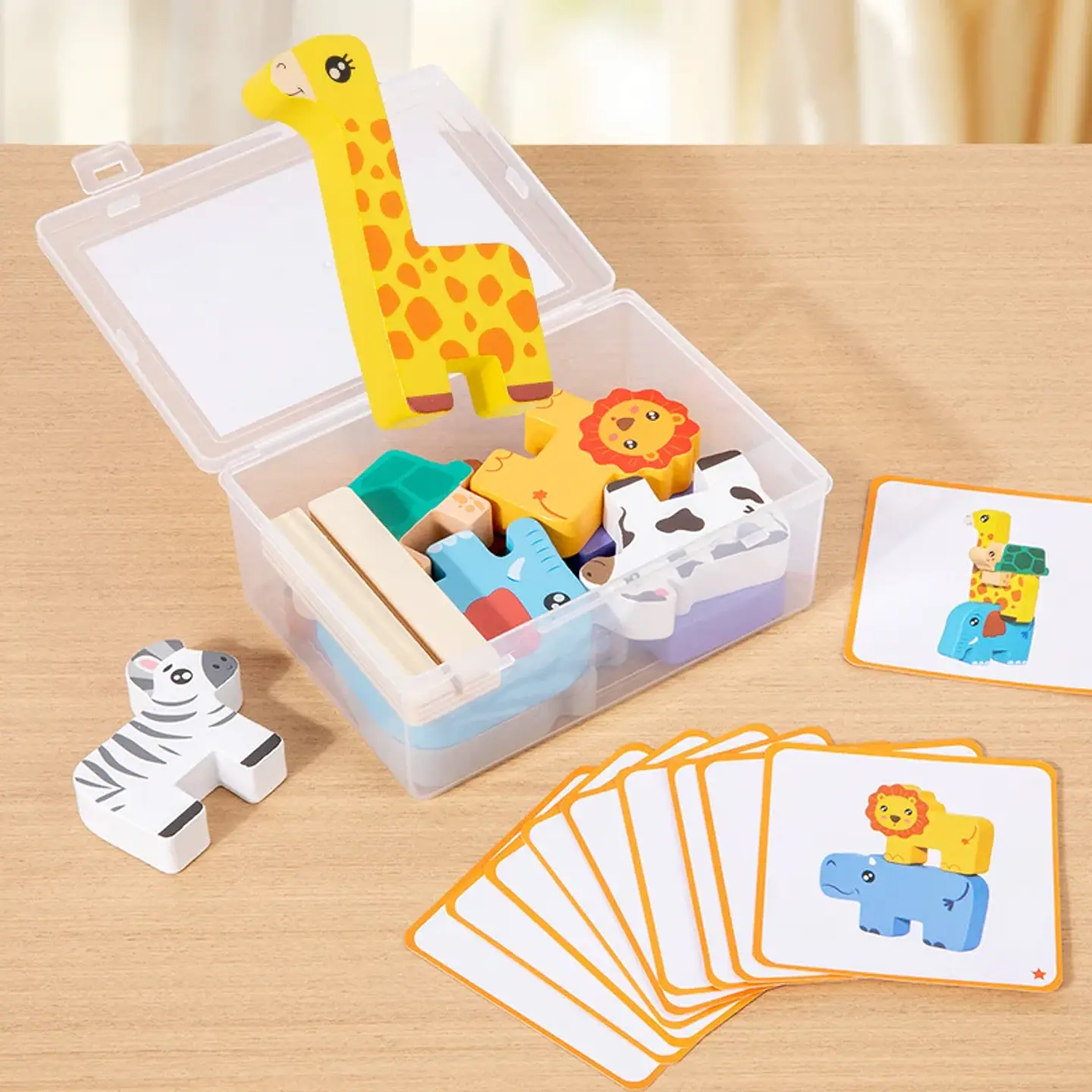 Animal Stacking Balance Toy  Montessori Wooden Shape Matching Game 6