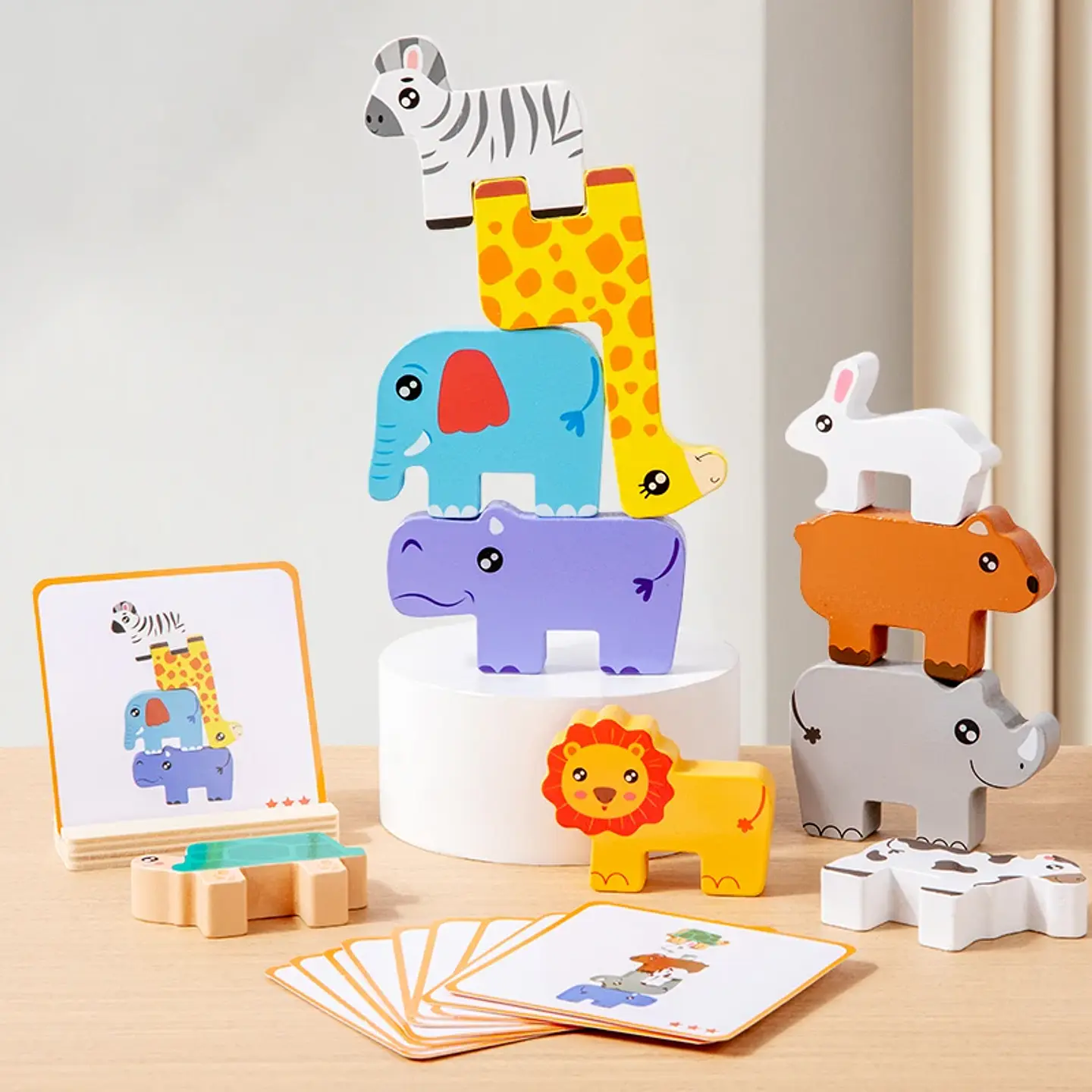 Animal Stacking Balance Toy  Montessori Wooden Shape Matching Game 9
