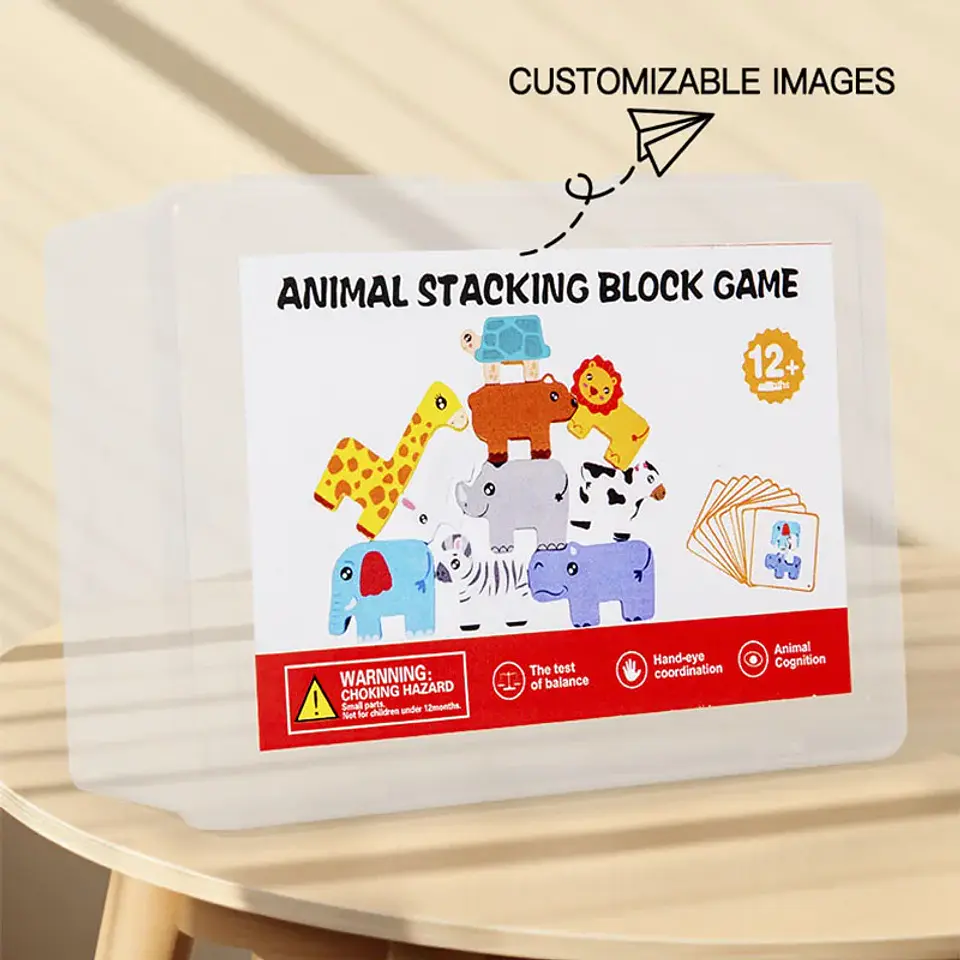 Animal Stacking Balance Toy  Montessori Wooden Shape Matching Game 10