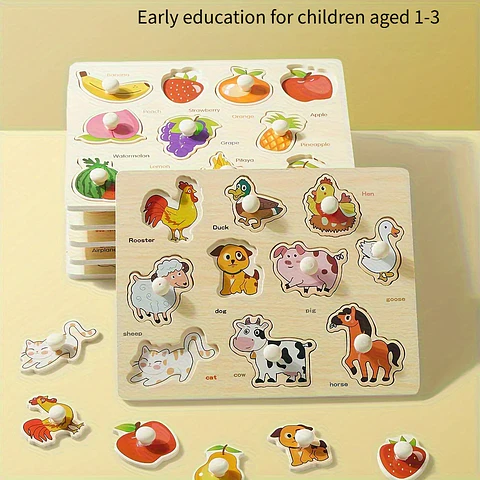 Wooden Geometry Puzzle Board Montessori Shape Matching Toy for Toddlers