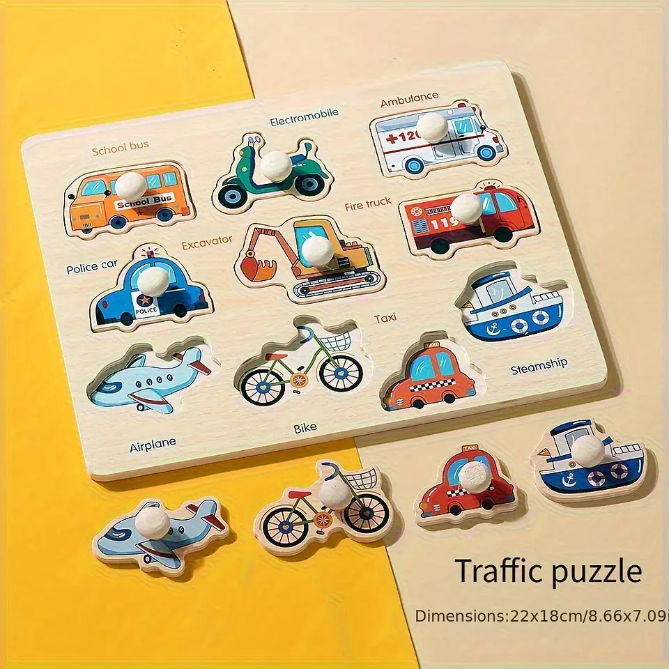 Wooden Geometry Puzzle Board Montessori Shape Matching Toy for Toddlers 9