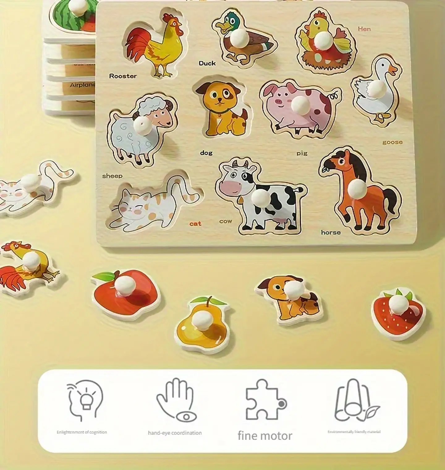 Wooden Geometry Puzzle Board Montessori Shape Matching Toy for Toddlers 14
