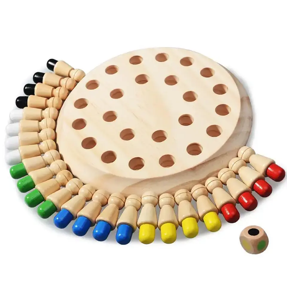 Wooden Memory Matching Game Montessori Color Sensory Chess Toy for Kids 1