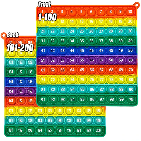 Rainbow Math Pop Board – 1-200 Counting Silicone Fidget Educational Toy for Kids