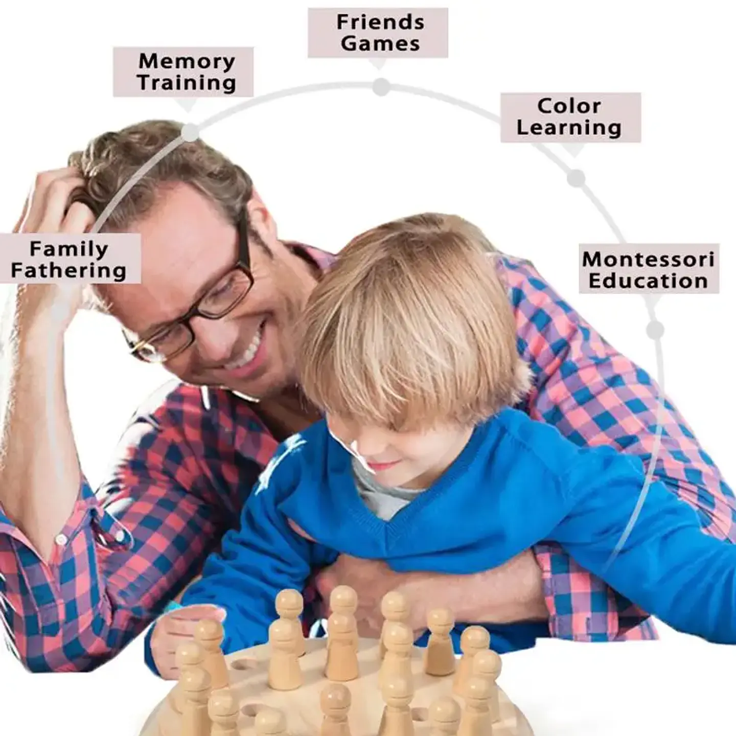 Wooden Memory Matching Game Montessori Color Sensory Chess Toy for Kids 2
