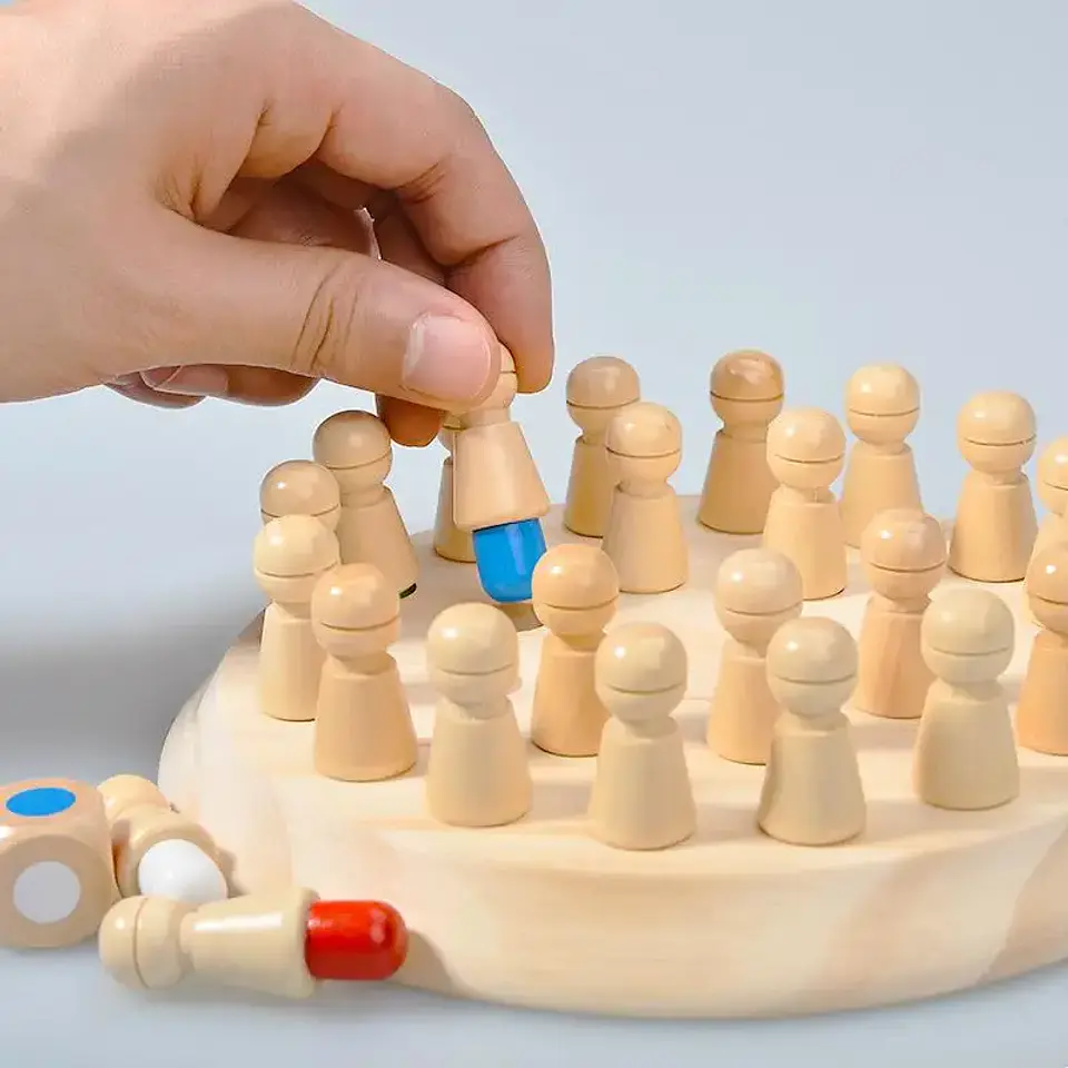 Wooden Memory Matching Game Montessori Color Sensory Chess Toy for Kids 3