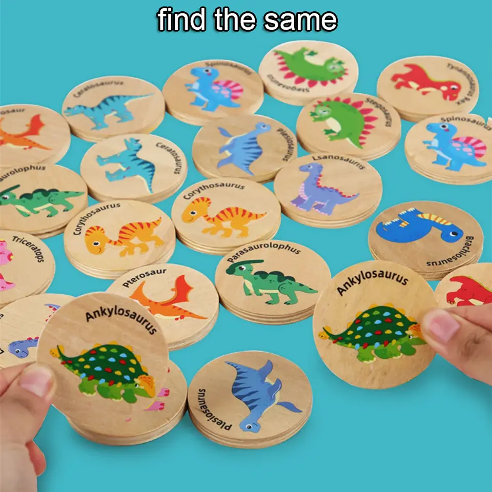 Memory Matching Puzzle  Montessori Wooden Cognitive Matching Board for Kids 3